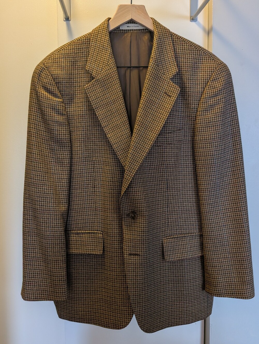 Vintage Chaps By Ralph Lauren Brown Houndstooth Sport Coat